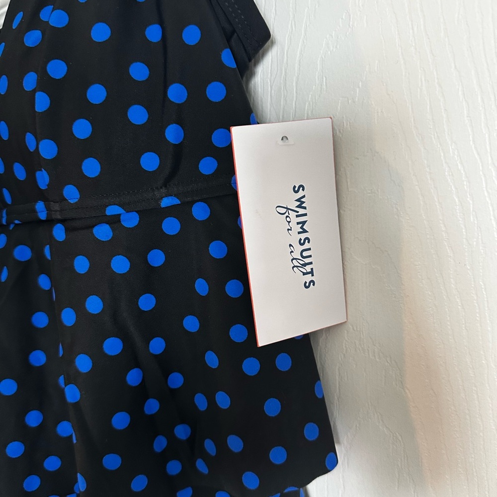 Swimsuits For All Black and Blue Tiered Camisole Top - Picture 2 of 4